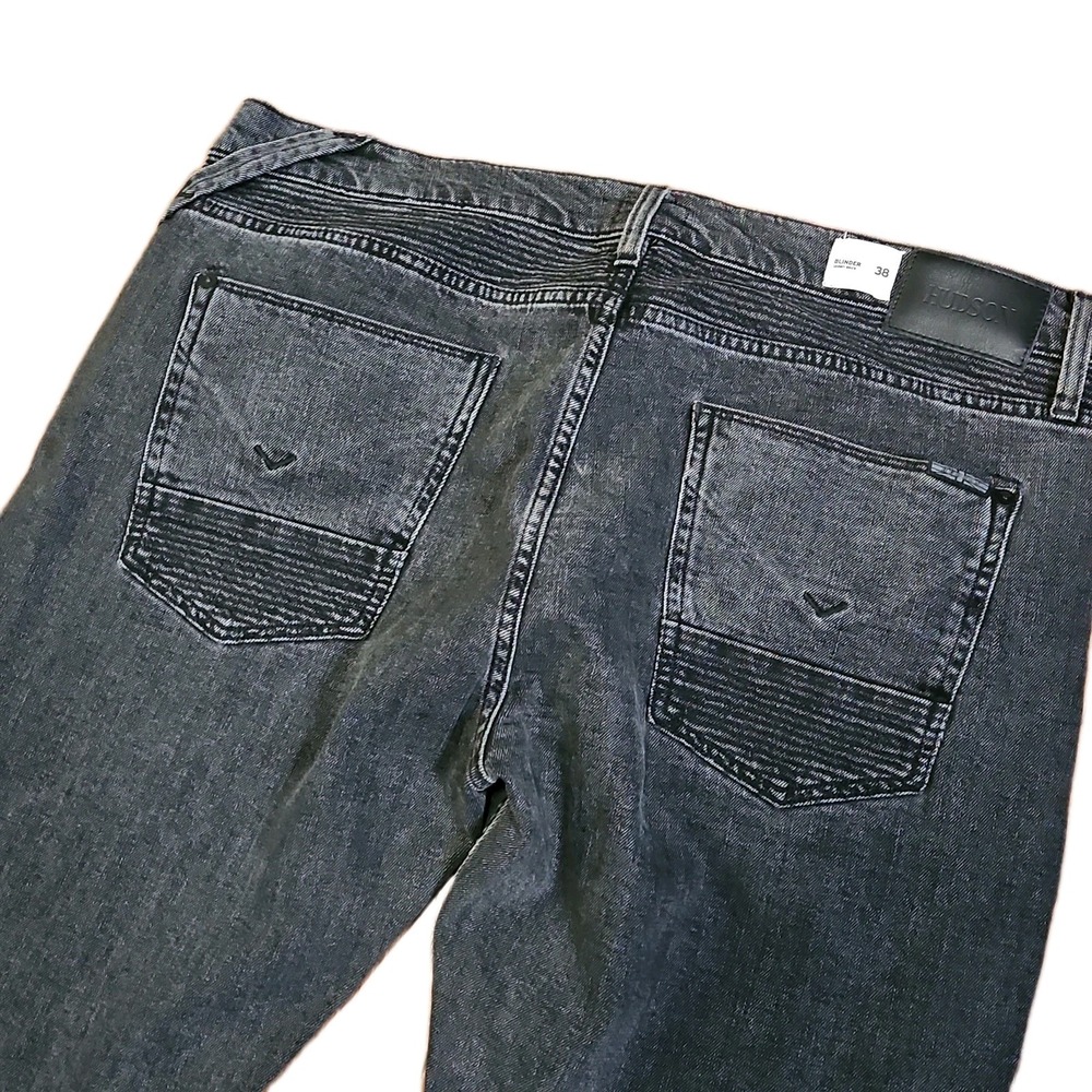Hudson Blinder Biker Moto Skinny Jeans Buttonfly Men's Size 38 38x32 Distressed